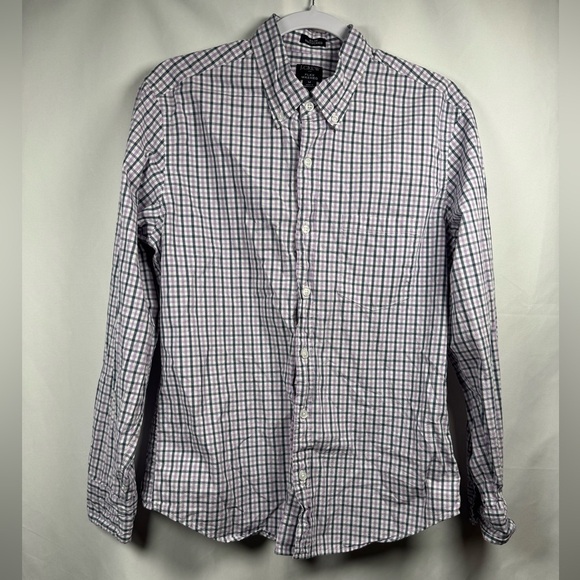 J.Crew Slim Untucked Flex Washed Short Sleeve Button Up Shirt Plaid M - Picture 1 of 4